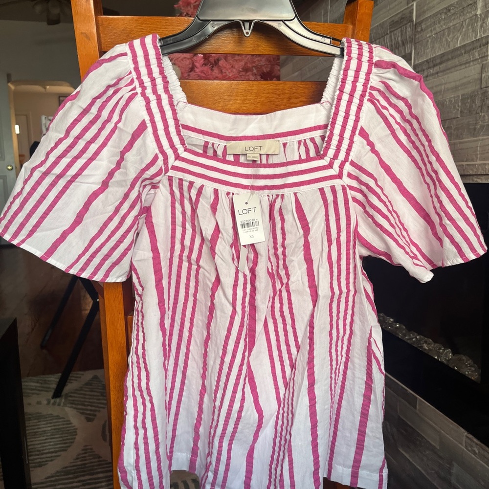 LOFT Pink Striped Women's Top